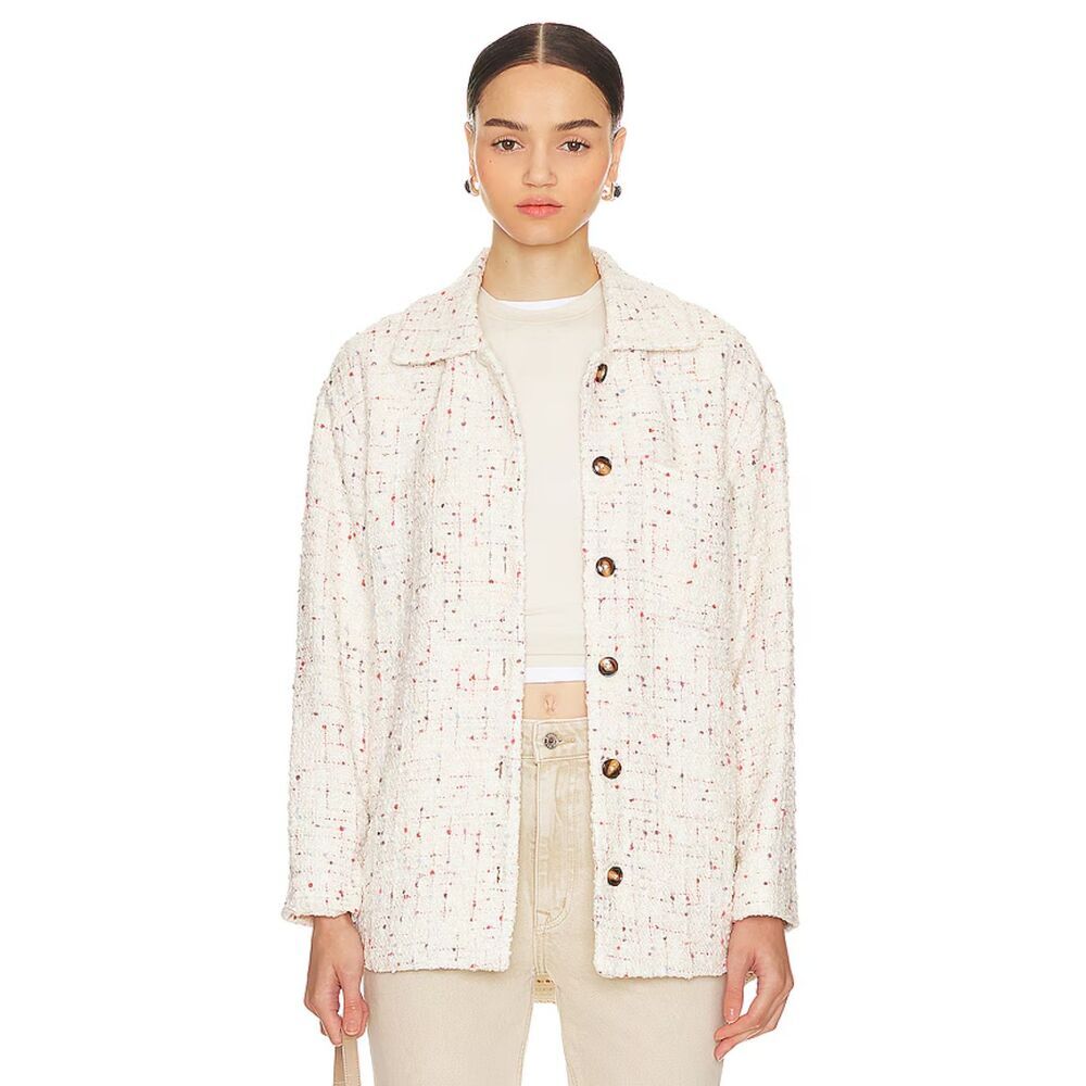 FAVORITE DAUGHTER The Talullah Jacket Cinque Tweed White Pink Red Size XS